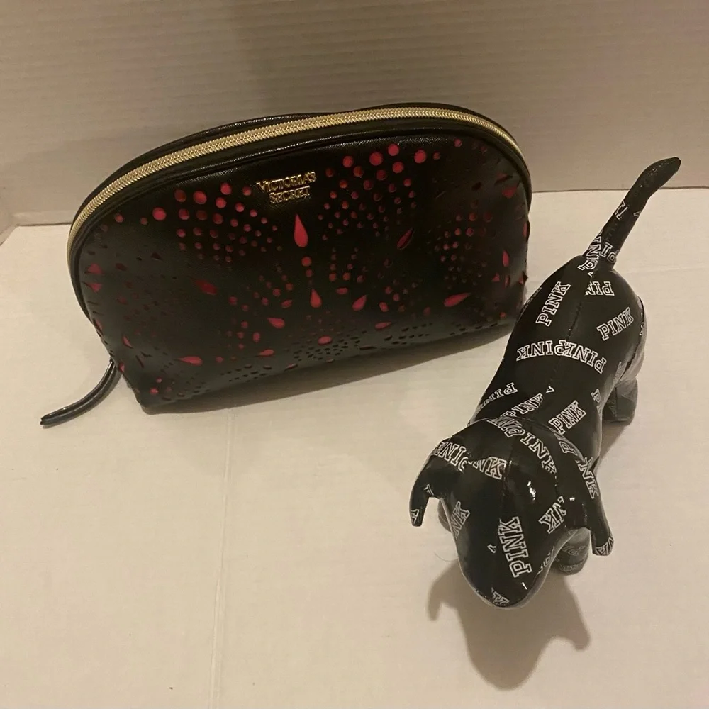 Victoria's Secret Puppy and Cosmetic Bag Set (2 Pieces 🐶🐶🖤🩷🖤
